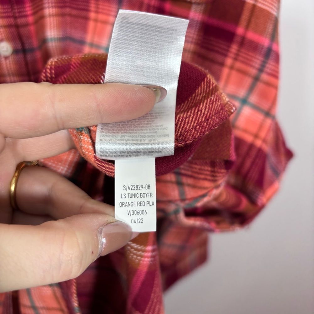 Old Navy Orange Red Long-Sleeve Tunic Boyfriend Plaid Flannel Shirt NWT 2X - Picture 13 of 16